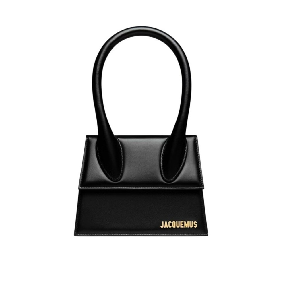 JACQUEMUS Le Chiquito Medium | Black Leather Top Handle Bag Gold |‎ AUTHENTIC